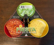 Fiesta 3 Bowl Serve Set With Stand Made In USA Plastic in original packaging