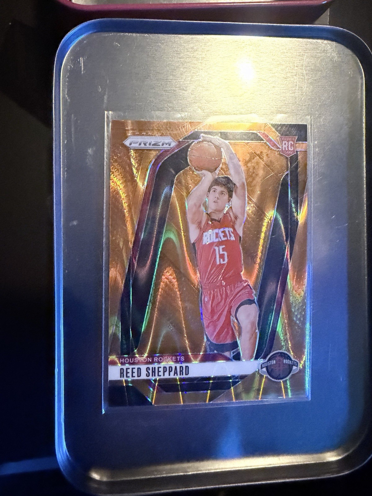 Panini Prizm 2024-25 Reed Sheppard Rookie Orange Seismic Prizm /199 Rockets #268