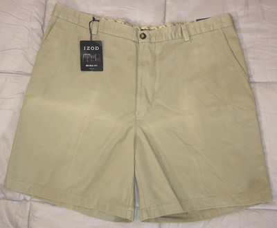 IZOD 0-4 Chino Twill Shorts Metrix Fit Khaki Beige Cotton Men's 42 NEW NWT