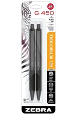 Zebra Pen G-450 Retractable Gel Pen, Black Brass Barrel, Medium Point, 0.7mm