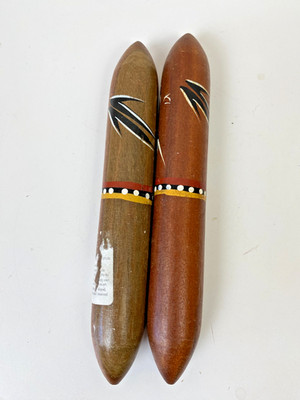 Authentic Hand-Painted Aboriginal Clapsticks Traditional Australian Music Sticks