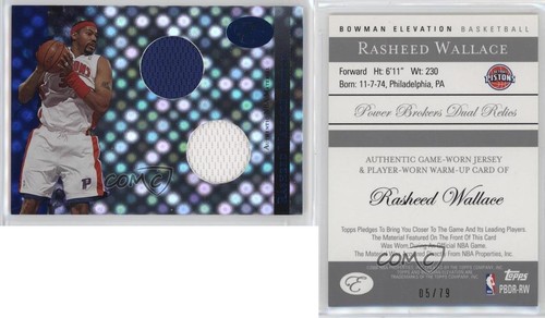 A Rasheed 2 2006-07 Bowman Elevation Power Brokers Dual Relics Blue 5/79 Rasheed ...