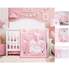 Pink Unicorn 4-Piece Crib Bedding Set: Cozy  Soft Baby Nursery Essentials