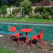 "STEP" 60cm BISTRO TABLE & 2 BISTROT CHAIRS in RED by NARDI ZN/RSTEPS-02RBTS