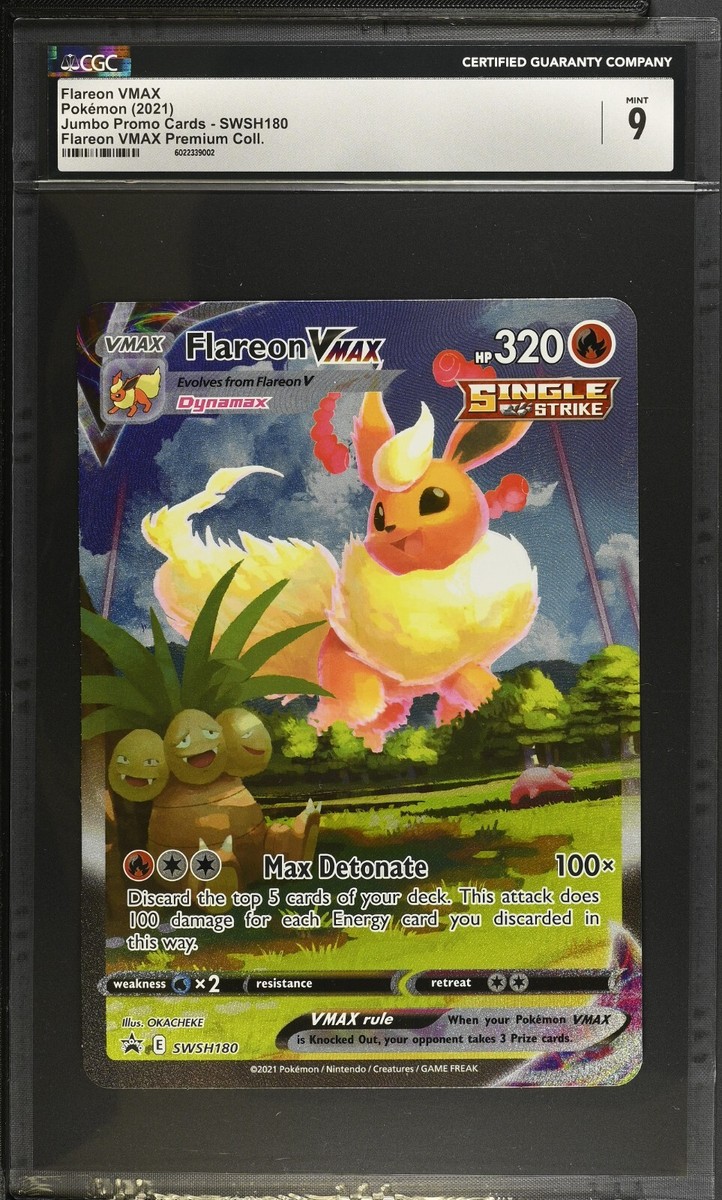 Pokemon JUMBO Flareon VMAX SWSH180 Premium Collection Promo - CGC 9 Pokemon JUMBO Flareon VMAX SWSH180 Premium Collection Promo - CGC 9