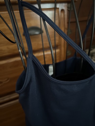 YeleteCage Cami Tank Top Criss Cross Straps  Royal Blue Seamless - Picture 4 of 11