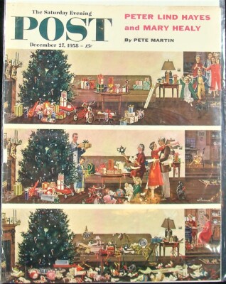 Vtg Saturday Evening Post Cover Only Dec 27, 1958 Trashed After Xmas Print Ad