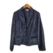 Croft Barrow Tapestry Jacket size 12 Blazer Coat Jaquard Velvet Grey Black soft