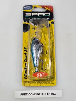 Hard to Find Discontinued Spro MadEye Shad 25 Crankbait Blue Flash SMES25BLF
