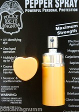 Police Magnum .75oz Gold Heart Lipstick Pepper Spray Self Defense Protection