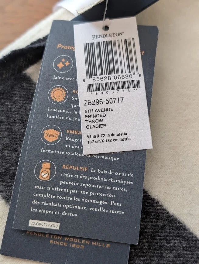 Pendleton 5th Avenue Merino Wool Throw - Glacier | New with Tags | Made In USA - Image 4 of 4