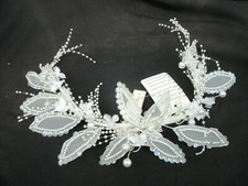 Bridal Headpiece Spray--Pearls/Leaves--Crafter/Bridal-- New- Bridal Salon Sample