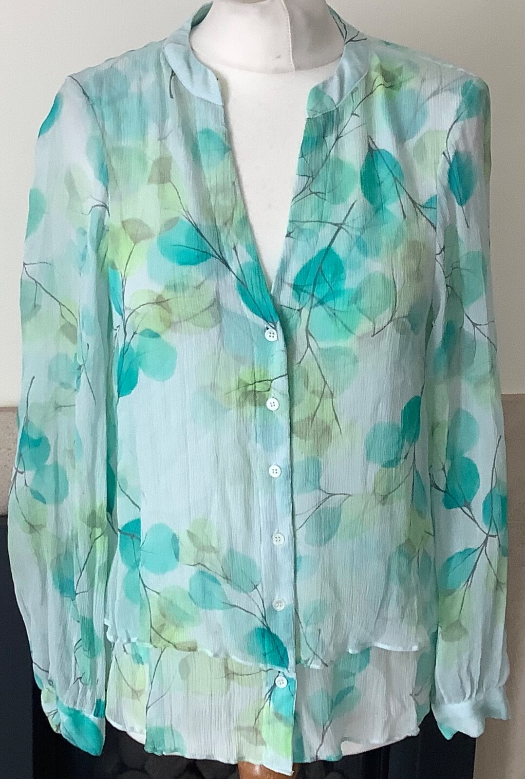 Jigsaw blouse 10 silk chiffon leaf print eBay