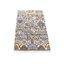 2' x 3'2" Gray Rajasthan Design Hand Knotted Wool Mat Fragment Sample Rug R80613