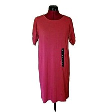 Lucky Brand Women’s T-Shirt Dress Size Small Wine Mulberry Flutter Sleeves Knit