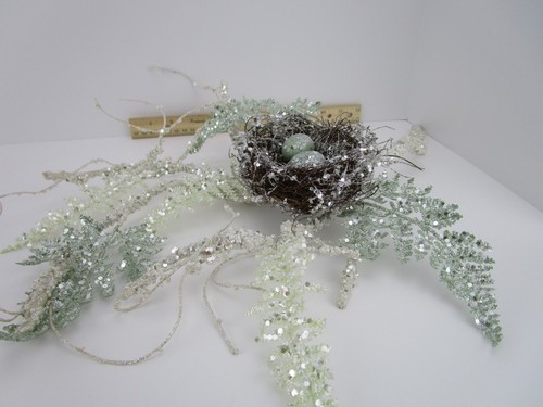 Christmas Iced Bird Nest Eggs Branch Tree, Winter, Display Decor 21-21.5" - Picture 3 of 6