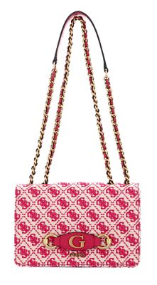 GUESS Izzy Convertible Crossbody Flap Umhängetasche Magenta Logo purpur Neu