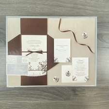 Gartner 25 Count Wedding Engagement Invitation Kit Brown & Ivory Damask New
