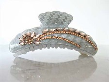 Large long hair claw clip crystal flowers and glitter for thick hair