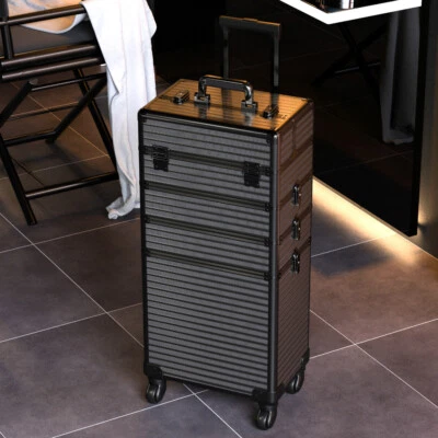 Makeup Trolley 4 in 1 Beauty Trolley Case +2 Drawers Hairdressing Case on Wheels
