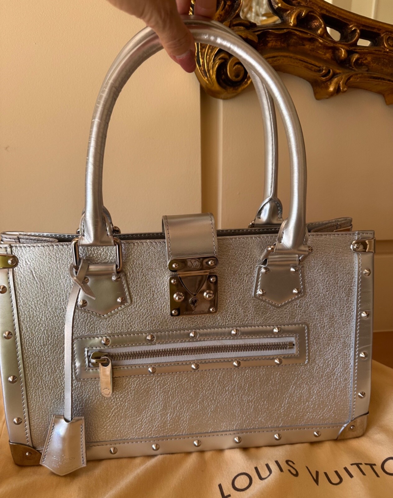 LOUIS VUITTON Metallic Silver Suhali Le Fabuleux Goat Leather Bag