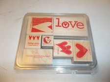 STAMPIN UP A Light Heart Rubber Stamps Set of 7 Hearts Love Valentines