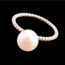Freshwater 8mm Pearl Twisted Rope Sterling Silver Ring