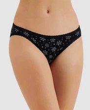 $15 Jenni's Women's Black Snowflake Print Lace Trim Bikini Panty Size XXXL