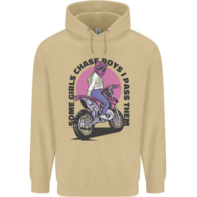 Some Girls Chase Funny Biker Motorcycle Mens 80% Cotton Hoodie