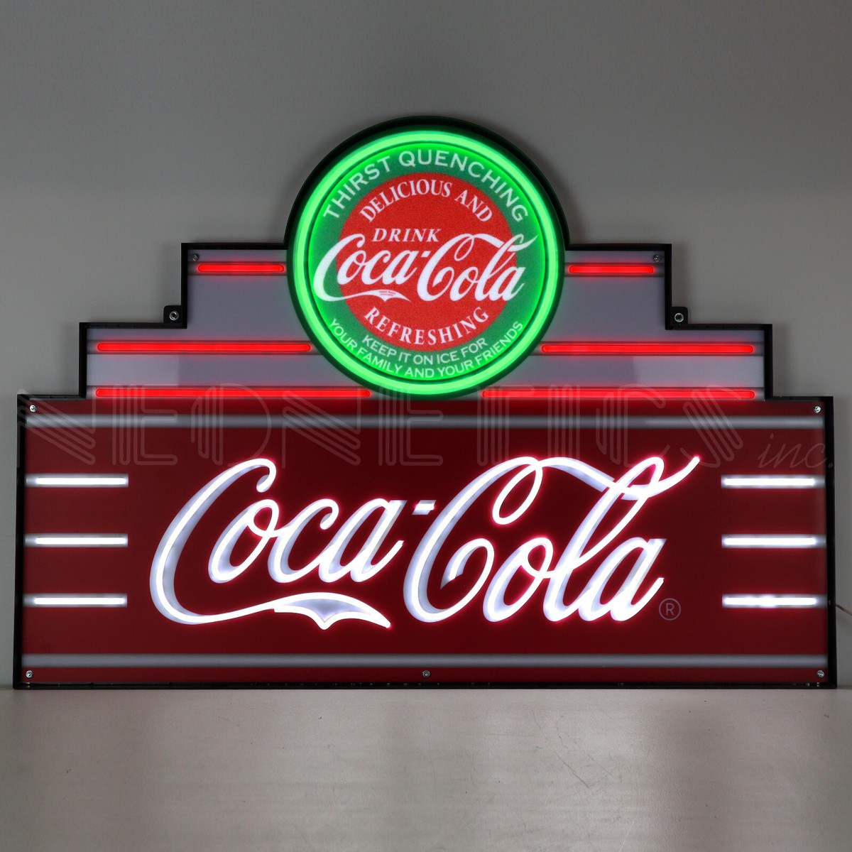 Coca-Cola LED Flex-Neon Look Sign - Art Deco Marquee - Ice Cold