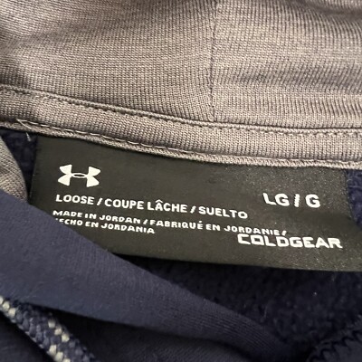 Under Armour Hoodie Mens Large Blue Pullover Long Sleeve Cold Gear
