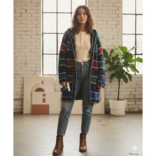 Vintage 90's Forelli Colorful Striped Hooded Cardigan Button Up Women's Size 2X