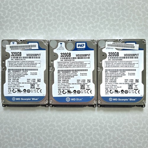 3x HDD Western Digital 2,5" intern 320GB 5400RPM 9.5mm, SATA, guter Zustand