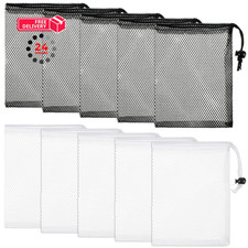 Small Mesh Bags Drawstring, 10PCS 20 x 15 cm 7.87  5.9 Inch , Black White