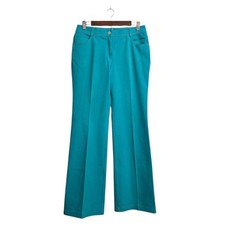 St. John Mid Rise Stretch Knit Wide Leg Pants In Teal Sz 6
