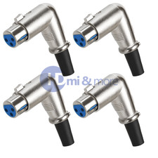 XLR 3 Pin Female Jack Connector Mic Microphone Right Angle 90 Degree - LOT of 4