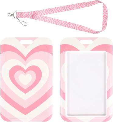 Pink Heart ID Badge Lanyard with Card Holder | Autism Sensory Friendly Necklace