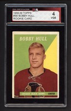 1958-59 TOPPS #66 BOBBY HULL ROOKIE CARD KSA 4 VGE
