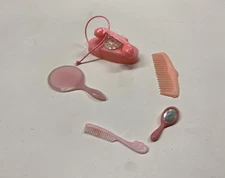 Barbie Pink Doll Telephone Mirror Comb Accessory Lot 5 Piece Mattel Set