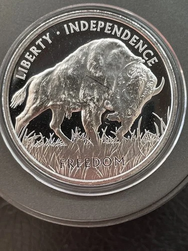 1 oz Silver Round - PAMP Buffalo in capsule (scratch on coin)