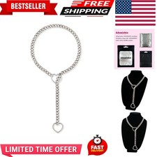 Heart O-ring Slip Chain Necklace For Women, Handmade Punk Gothic Cuban Neckla...