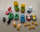 Vintage Fisher-Price Little People Vehicle lot construction mail trailer