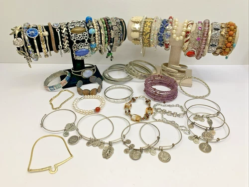 Vintage to Now Lot of 65 Bracelets Variety Of Colors & Style Costume Jewelry