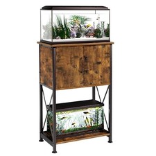 Fish Tank Stand, Metal Double Aquarium Stand with 5-10 Gallon Rustic Brown