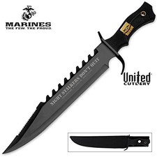 USMC Marine Force Recon Night Stalker Bowie Knife  Nylon Sheath  16 3/4"