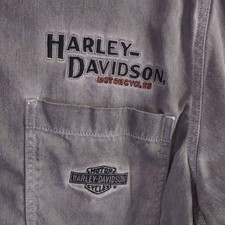Harley-Davidson Men’s XL Gray Cotton Twill Button-Up Work Shirt