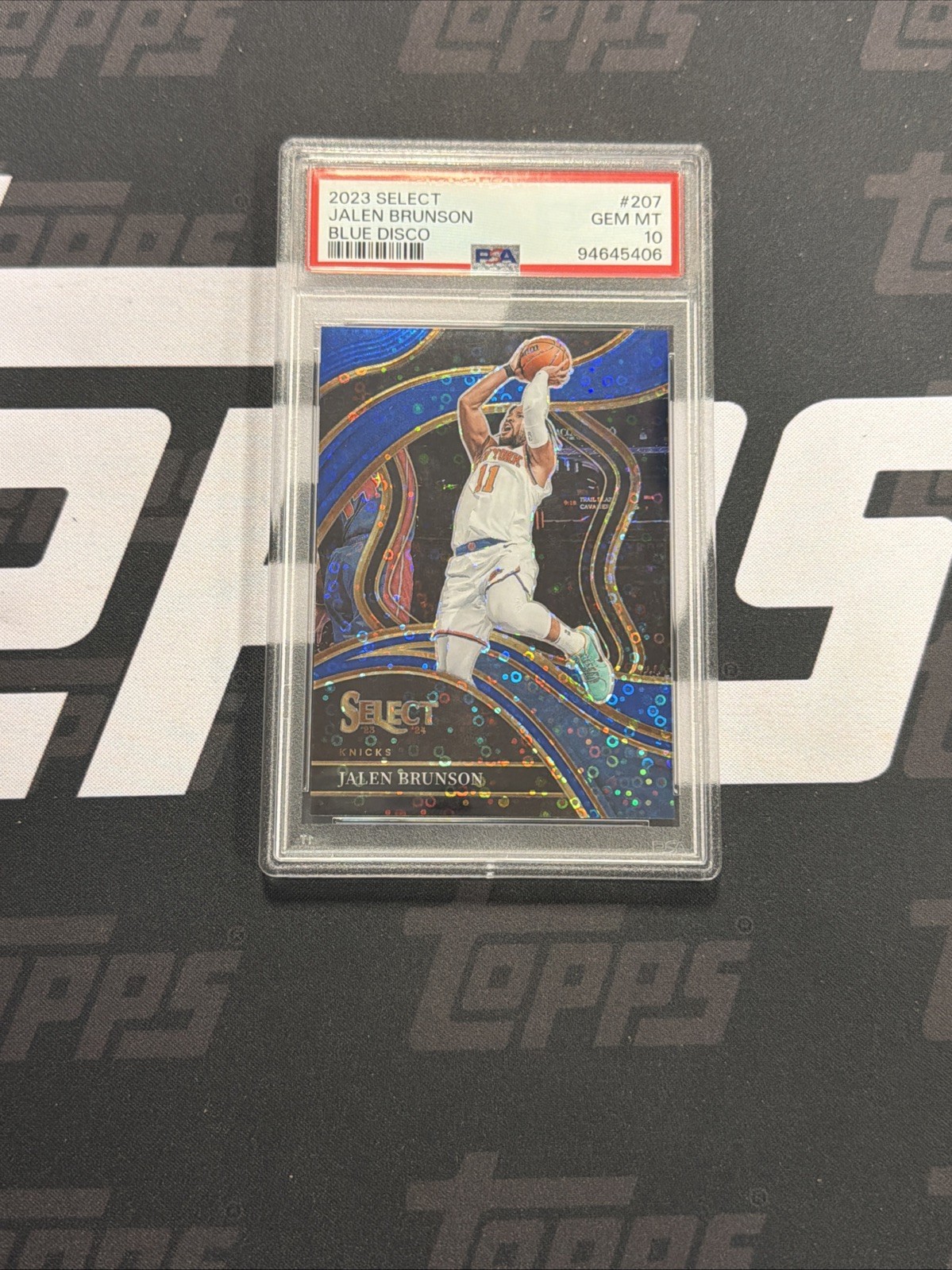 2023-24 Panini Select Basketball Jalen Brunson Blue Disco Courtside /25 PSA 10