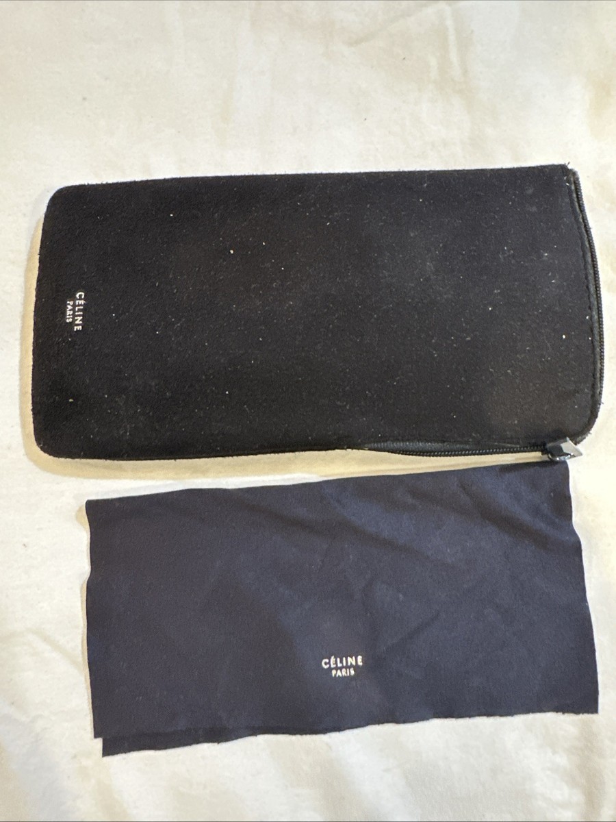 Celine Soft Glasses Black Pouch Zip Closure & Cleaning Cloth | eBay