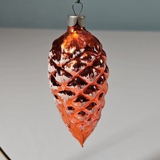 Vintage Red Mercury Glass Pinecone Christmas Ornament Mica Sugared 4"