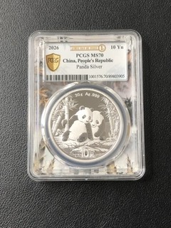 2026 China 10 Yuan PCGS MS70 First Day of Issue Panda Silver Coin UNC
